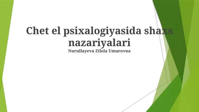 Shaxsiyat Nazariyalari