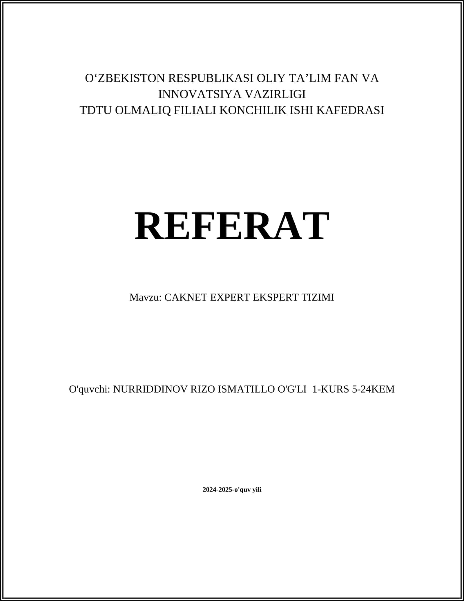 CAKNET EXPERT EKSPERT TIZIMI