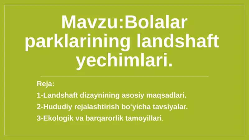 Bolalar parkining landshaft yechimlari