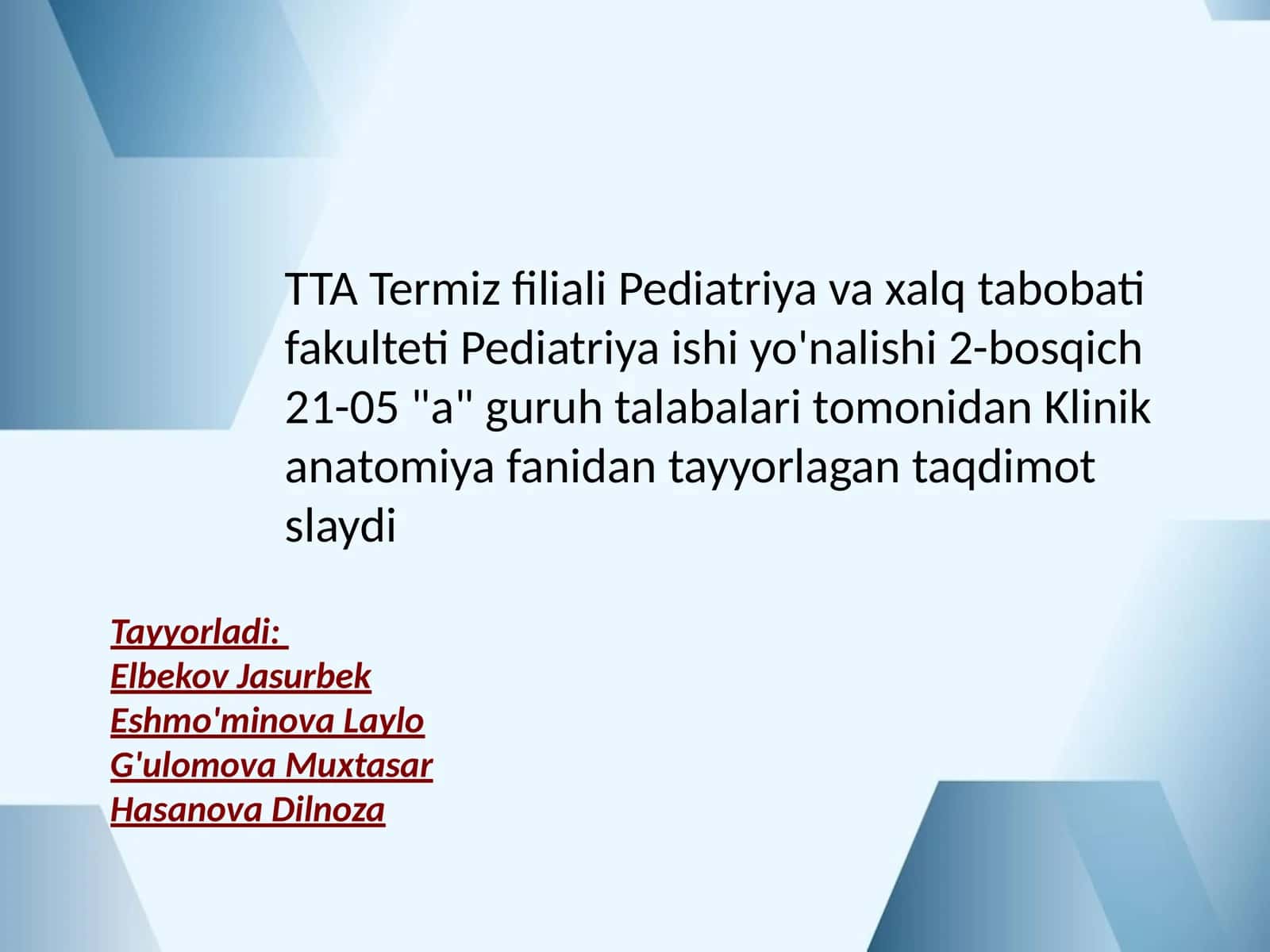 Klinik anatomiyasi
