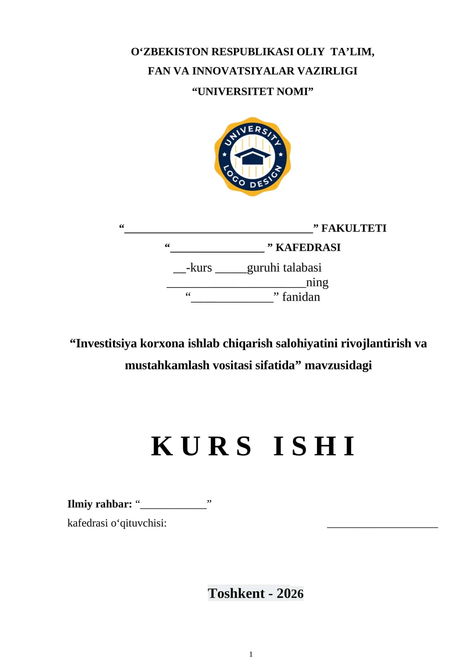 Investitsiya korxona ishlab chiqarish salohiyatini rivojlantirish va mustahkamlash vositasi