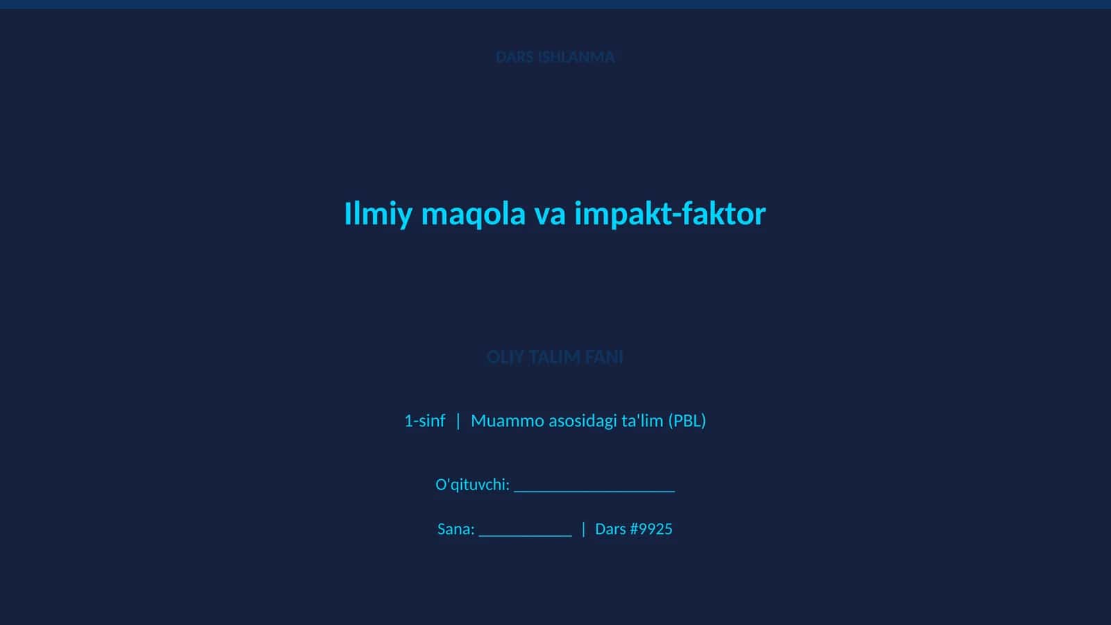 Ilmiy maqola va impakt-faktor