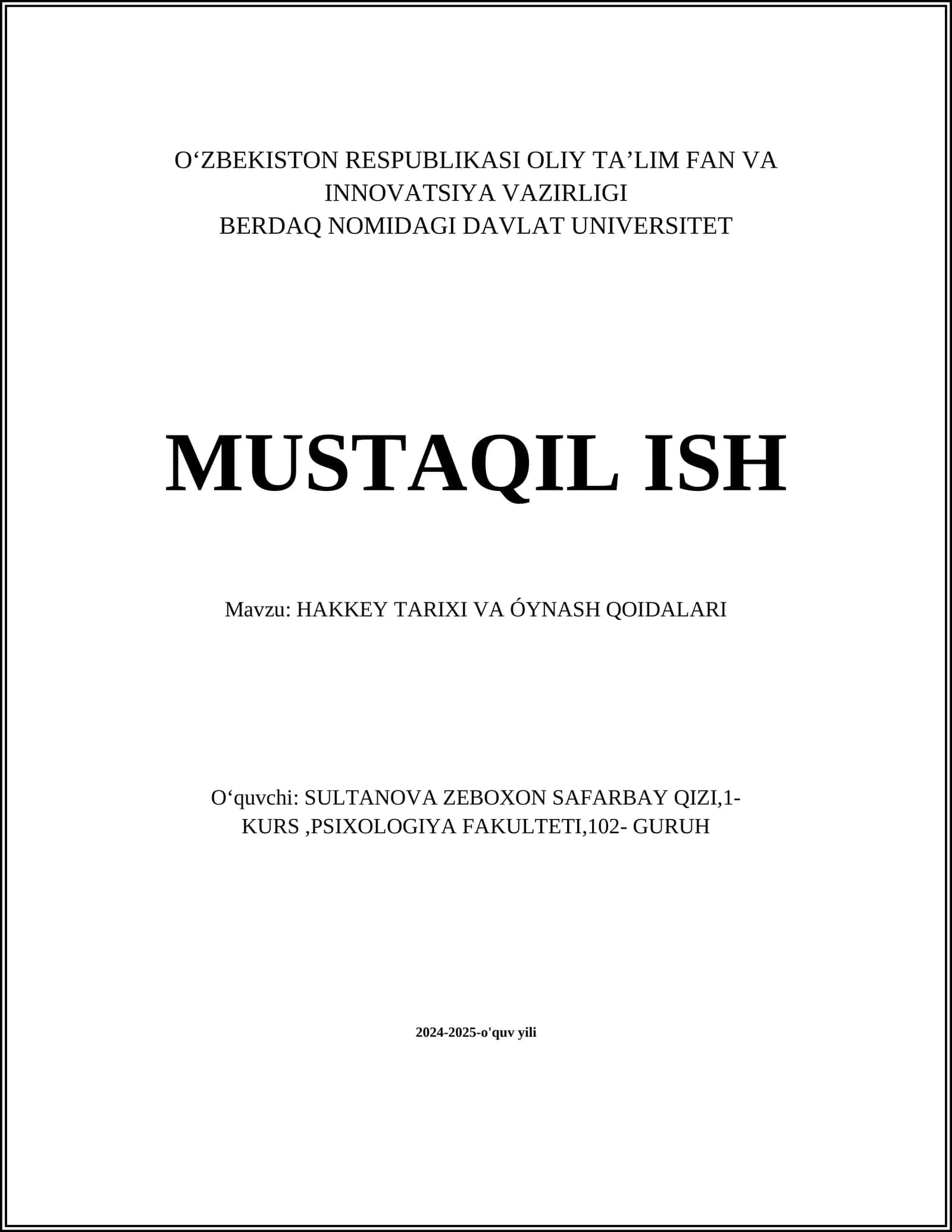 HAKKEY TARIXI VA ÓYNASH QOIDALARI