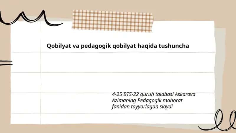 Qobilyat va Pedagogik Qobilyat Haqida Tushuncha