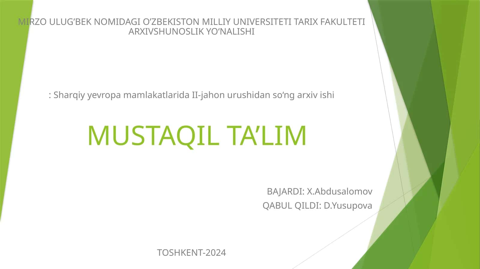 Markaziyyevropa mamlakatlarida II-jahon urushidan so‘ng arxiv ishi