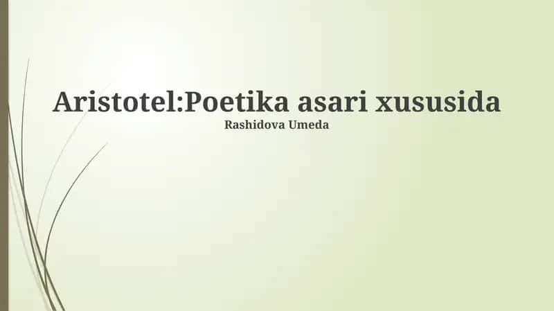 Aristotel: Poetika asari xususida