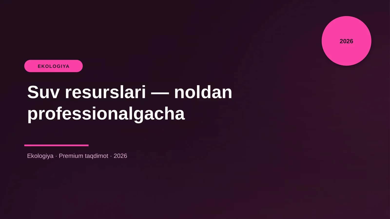 Suv resurslari — noldan professionalgacha