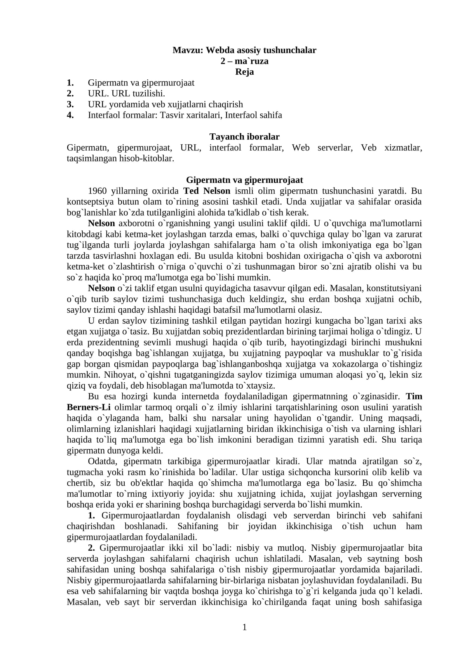 Webda asosiy tushunchalar