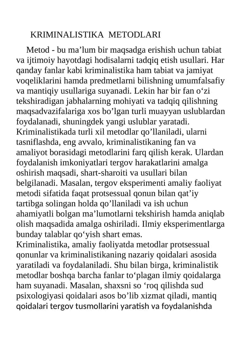 KRIMINALISTIKA METODLARI