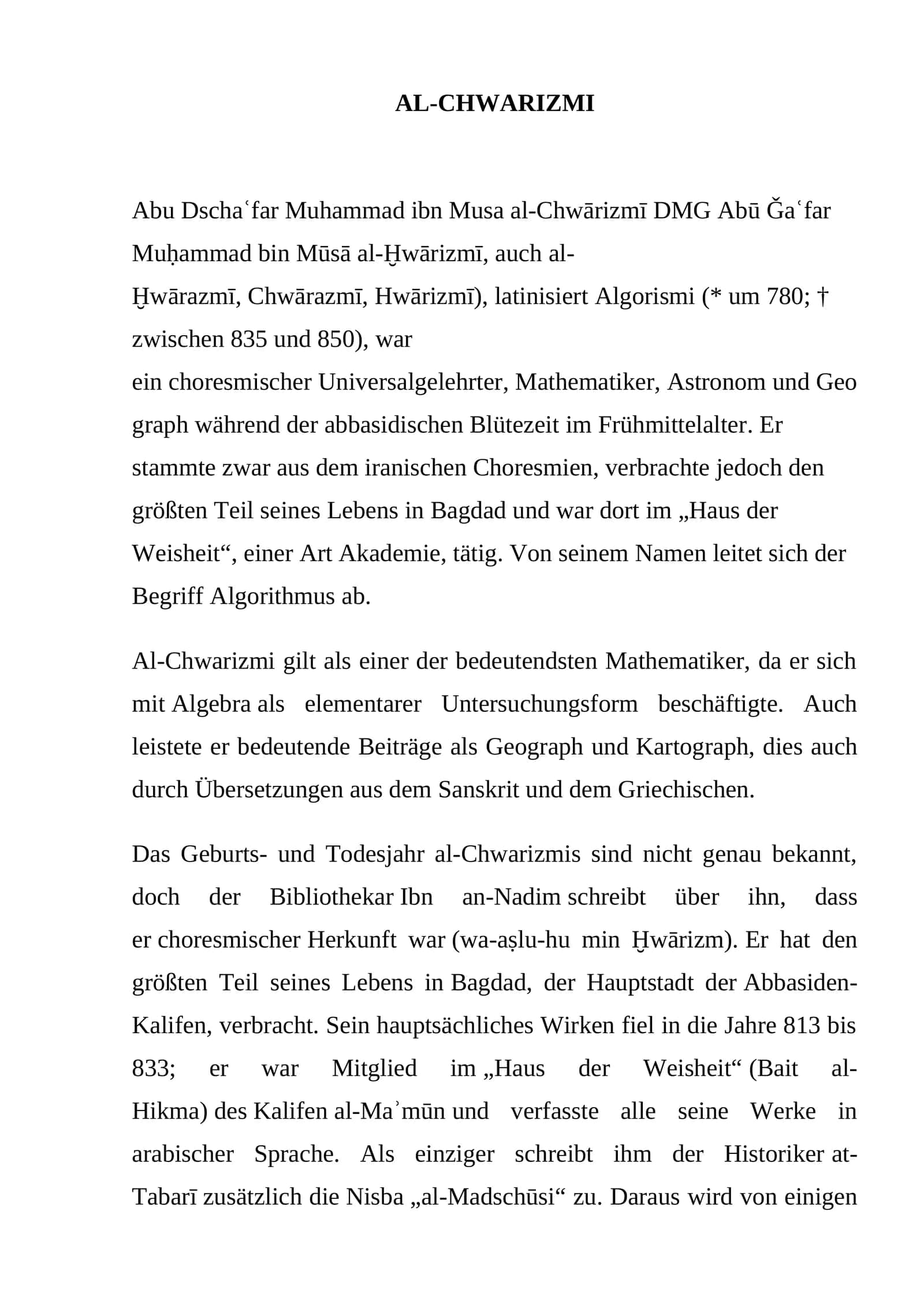 AL-CHWARIZMI