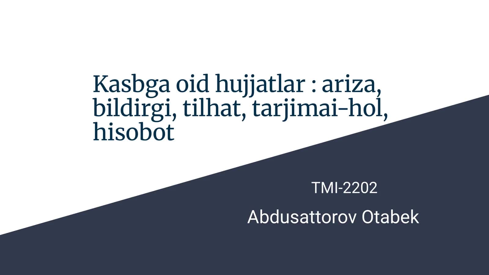Kasbga oid hujjatlar