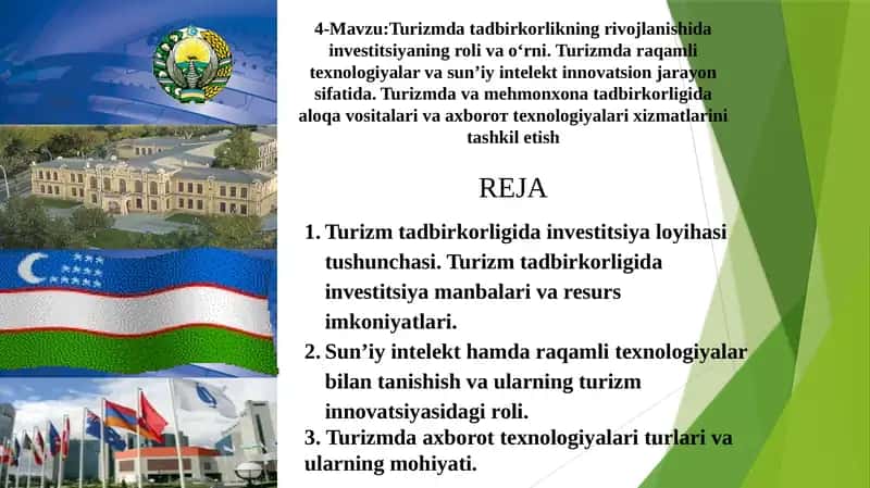 Turizmda Tadbirkorlikning Investitsiyalardagi Roli