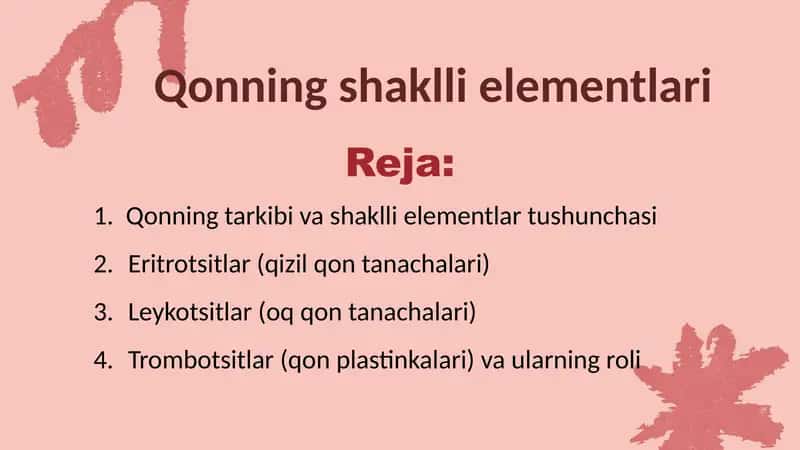 Qonning shaklli elementlari