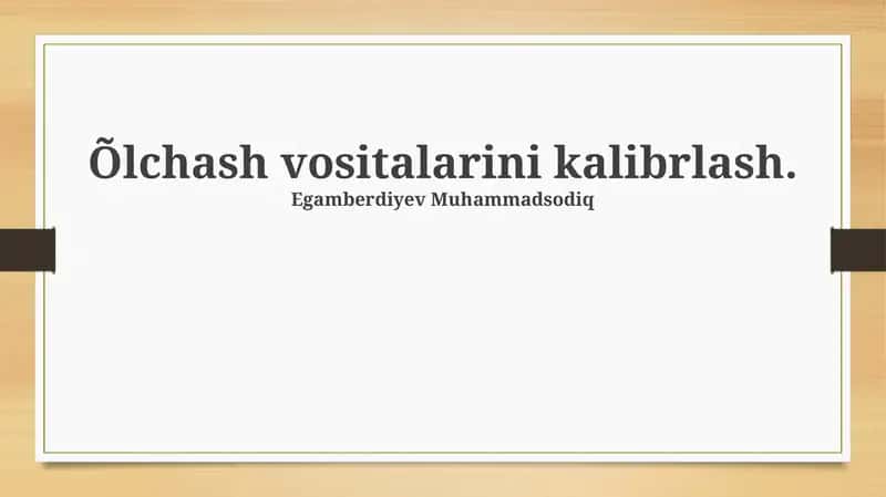 O'lchash vositalarini kalibrlash