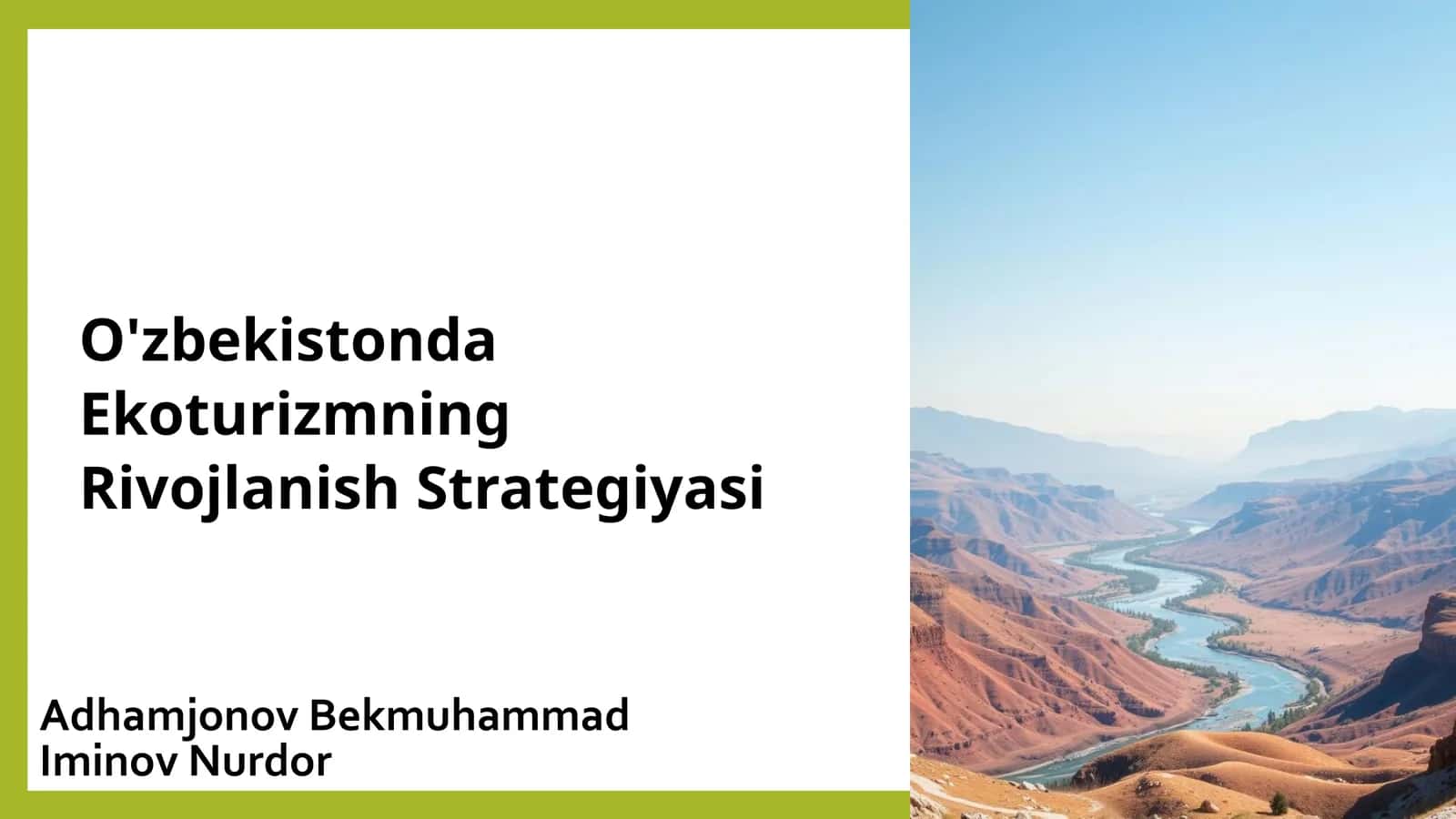 O'zbekistonda Ekoturizmning Rivojlanish Strategiyasi