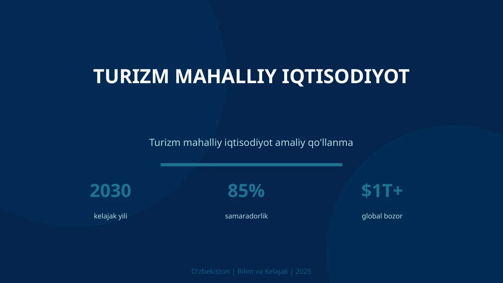 Turizm mahalliy iqtisodiyot amaliy qo'llanma