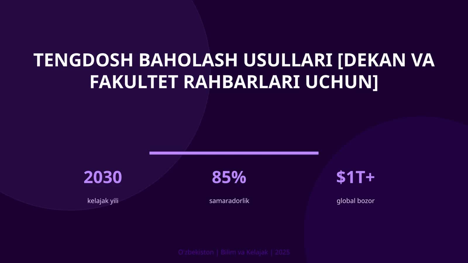 Tengdosh baholash usullari [dekan va fakultet rahbarlari uchun]