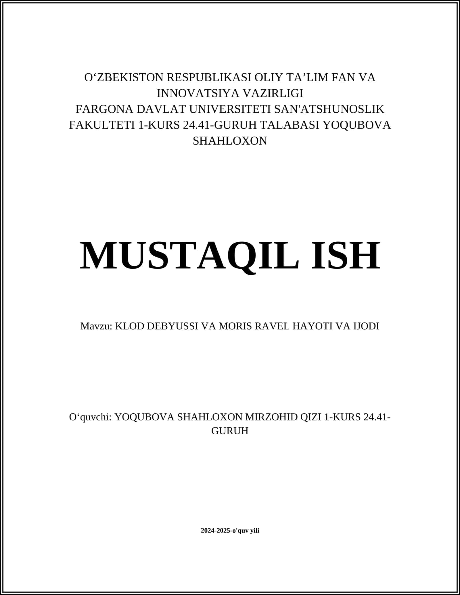 KLOD DEBYUSSI VA MORIS RAVEL HAYOTI VA IJODI