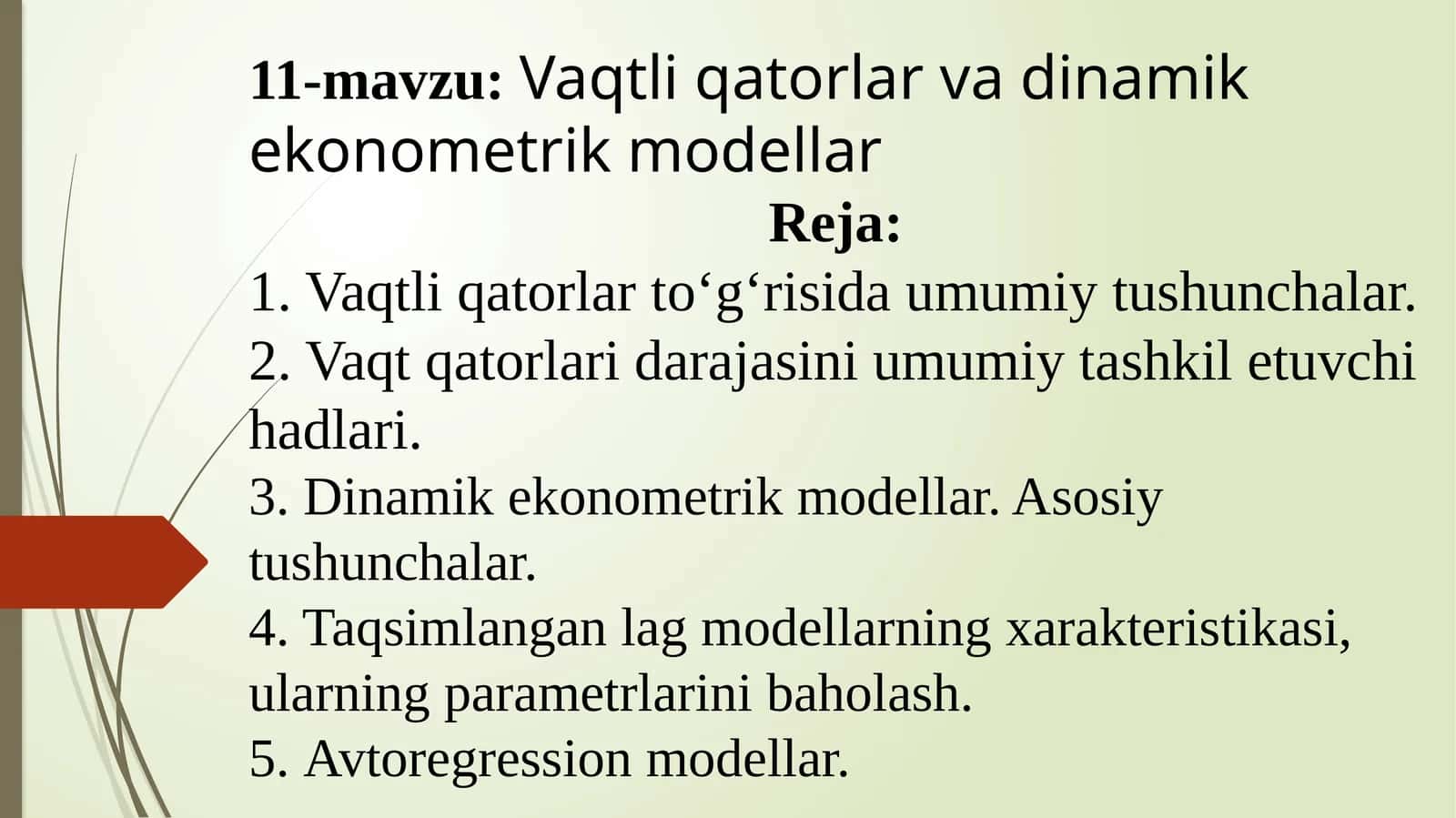 Vaqtli qatorlar va dinamika ekonometrik modellar