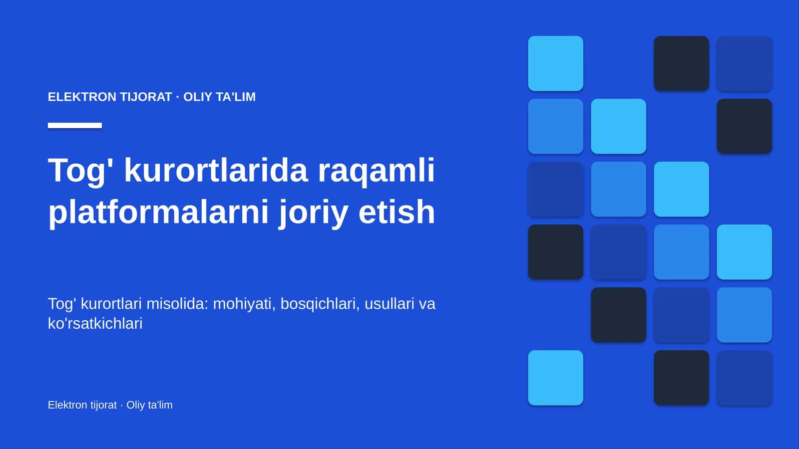 Tog' kurortlarida raqamli platformalarni joriy etish