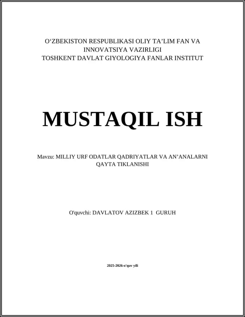 Oila va mahalla orqali milliy urf-odatlar va an'analarni tiklash