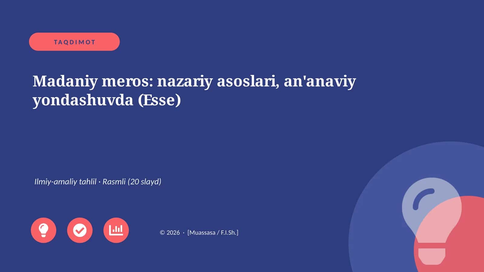 Madaniy meros: nazariy asoslari, an'anaviy yondashuvda (Esse)