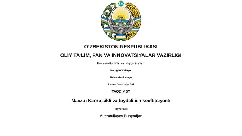 Karno sikli va foydali ish koeffitsiyenti