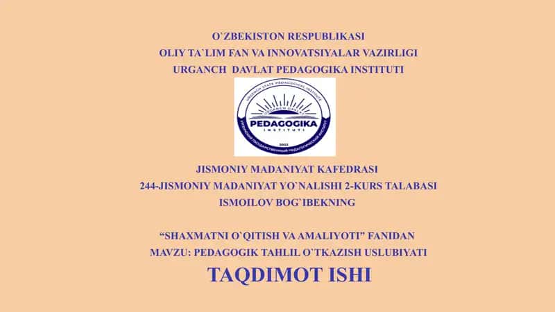 SHAXMAT DONALARINI YURISHI URIB OLISHI