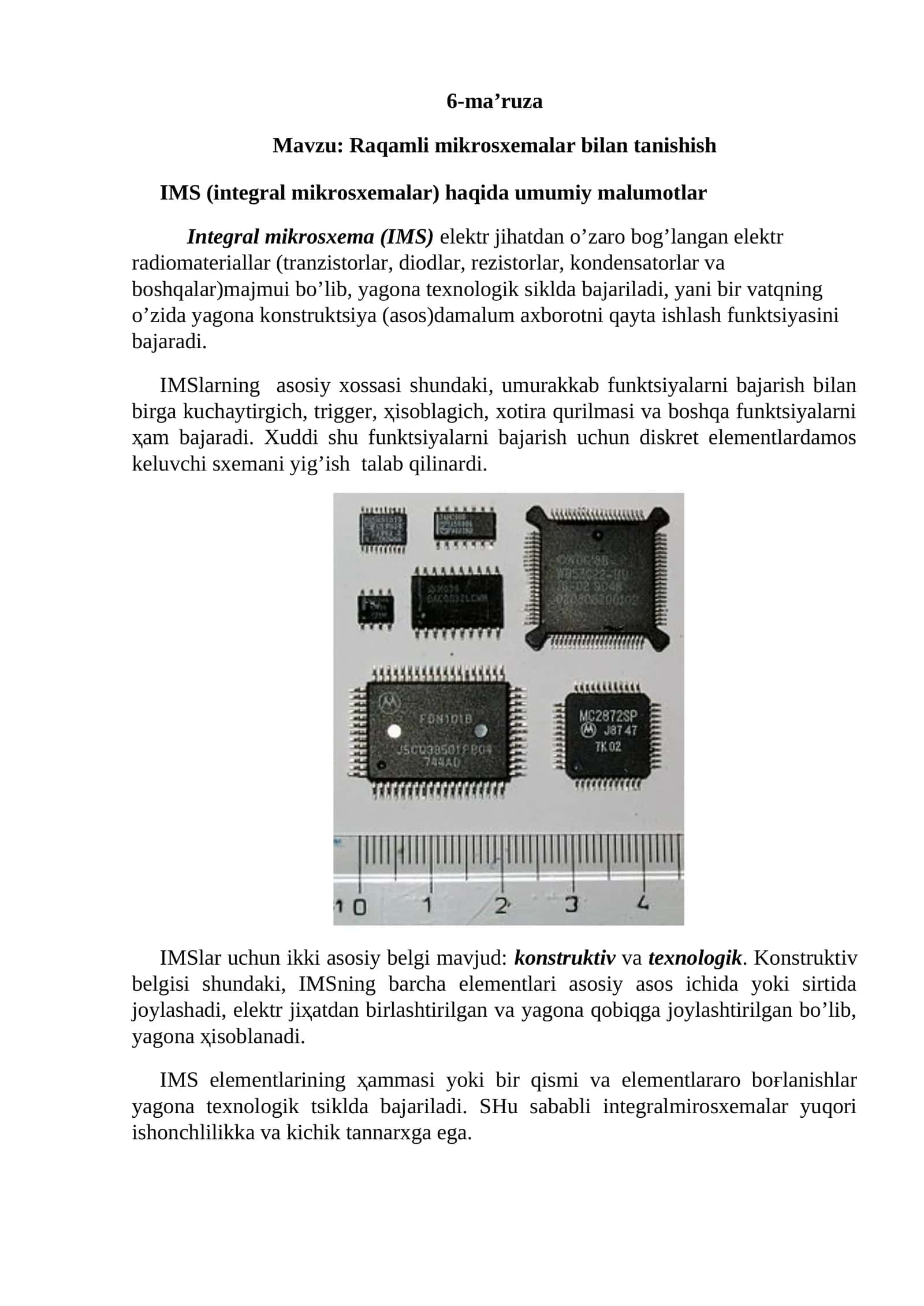 Raqamli mikrosxemalar bilan tanishish