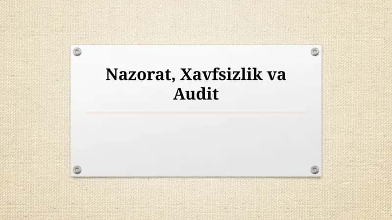 Ichki nazorat va boshqaruv