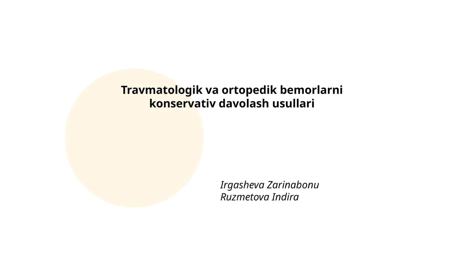 Travmatologik va ortopedik bemorlarni konservativ davolash usullari
