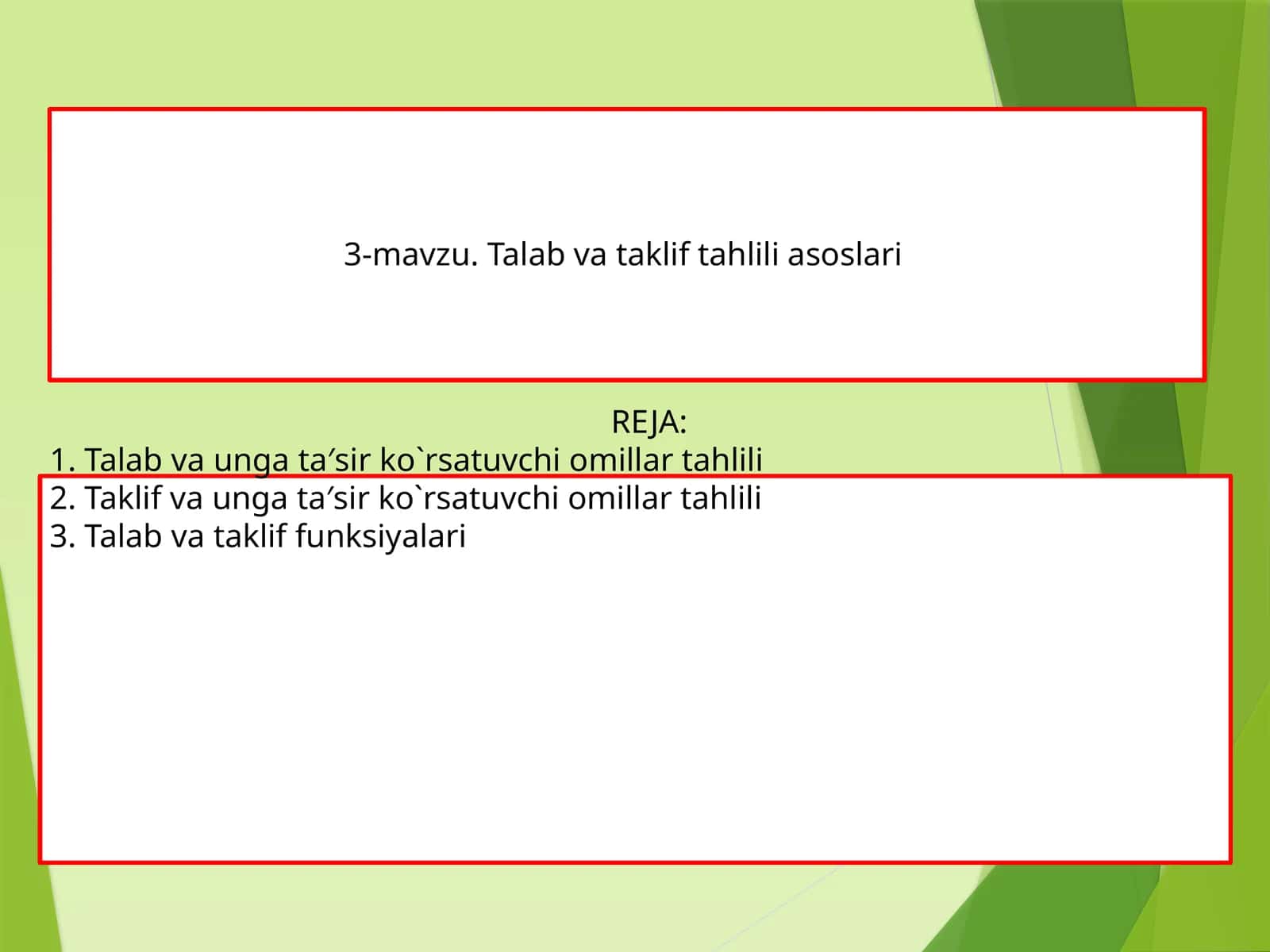 3-mavzu. Talab va taklif tahlili asoslari