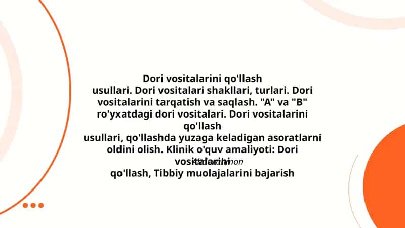 Dori vositalarini qo'llash