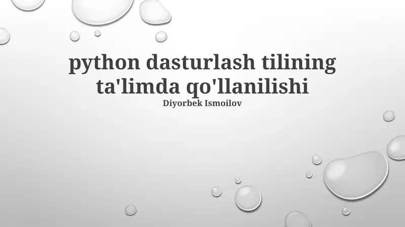 Python dasturlash tilining ta'limda qo'llanilishi