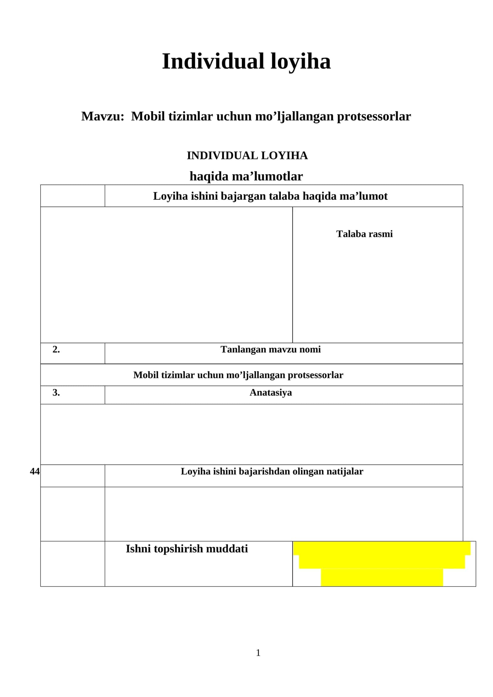 Mobil tizimlar uchun mo’ljallangan protsessorlar