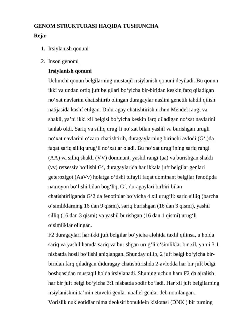 GENOM STRUKTURASI HAQIDA TUSHUNCHA