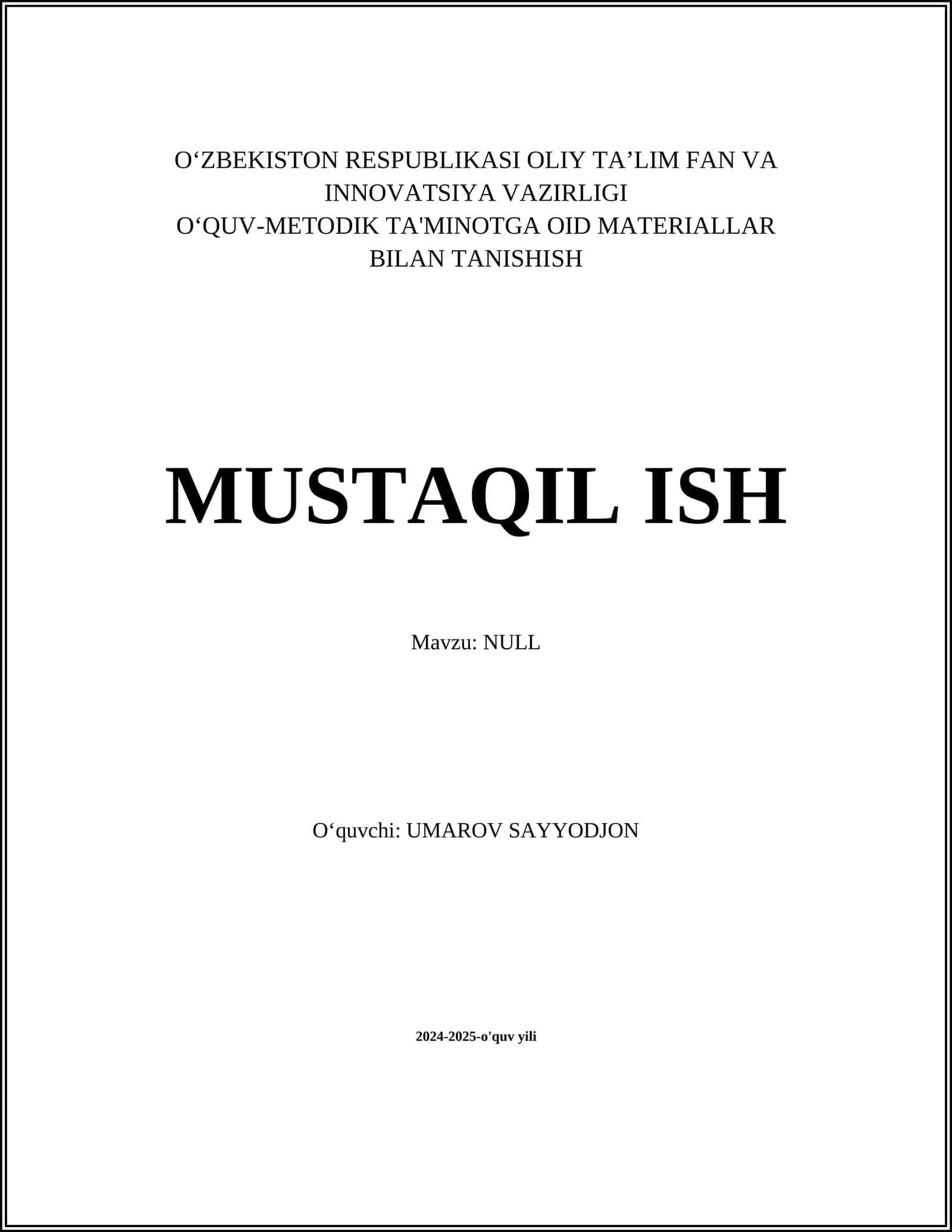 OʻQUV-METODIK TA'MINOTGA OID MATERIALLAR BILAN TANISHISH