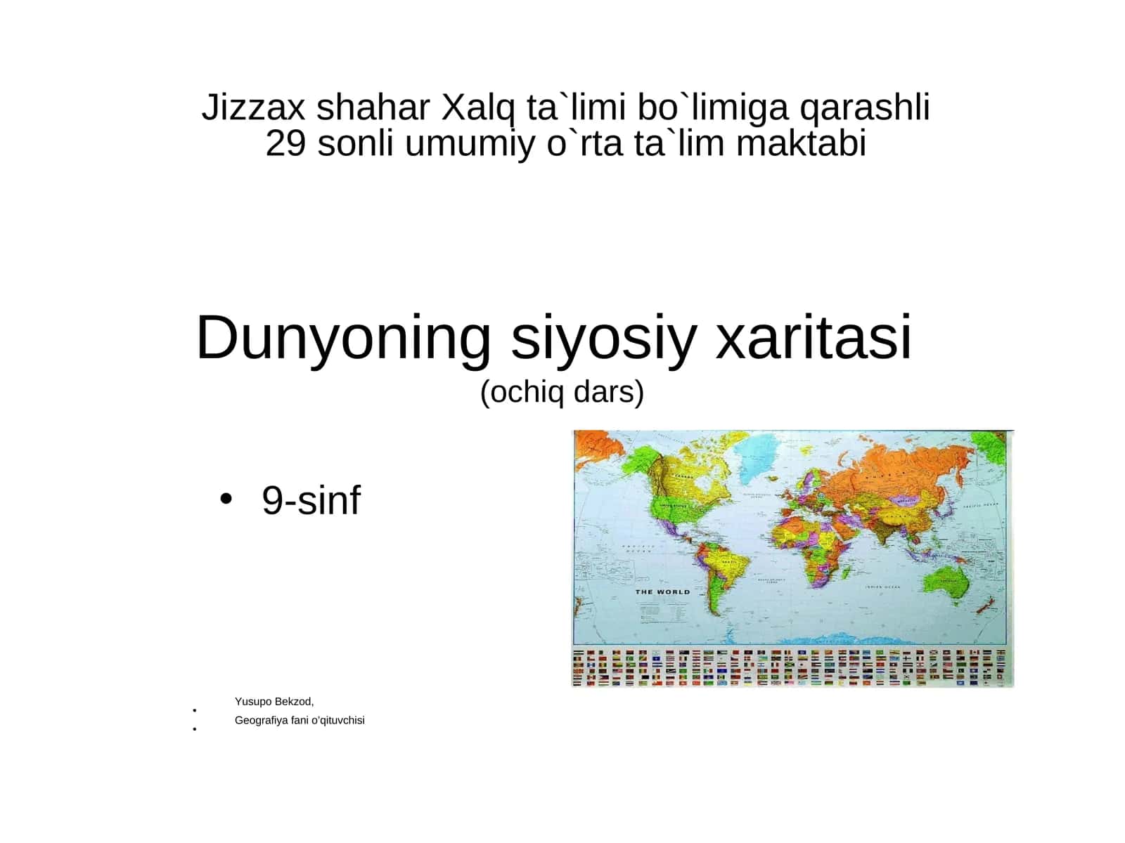 Dunyoning siyosiy xaritasi(ochiq dars)