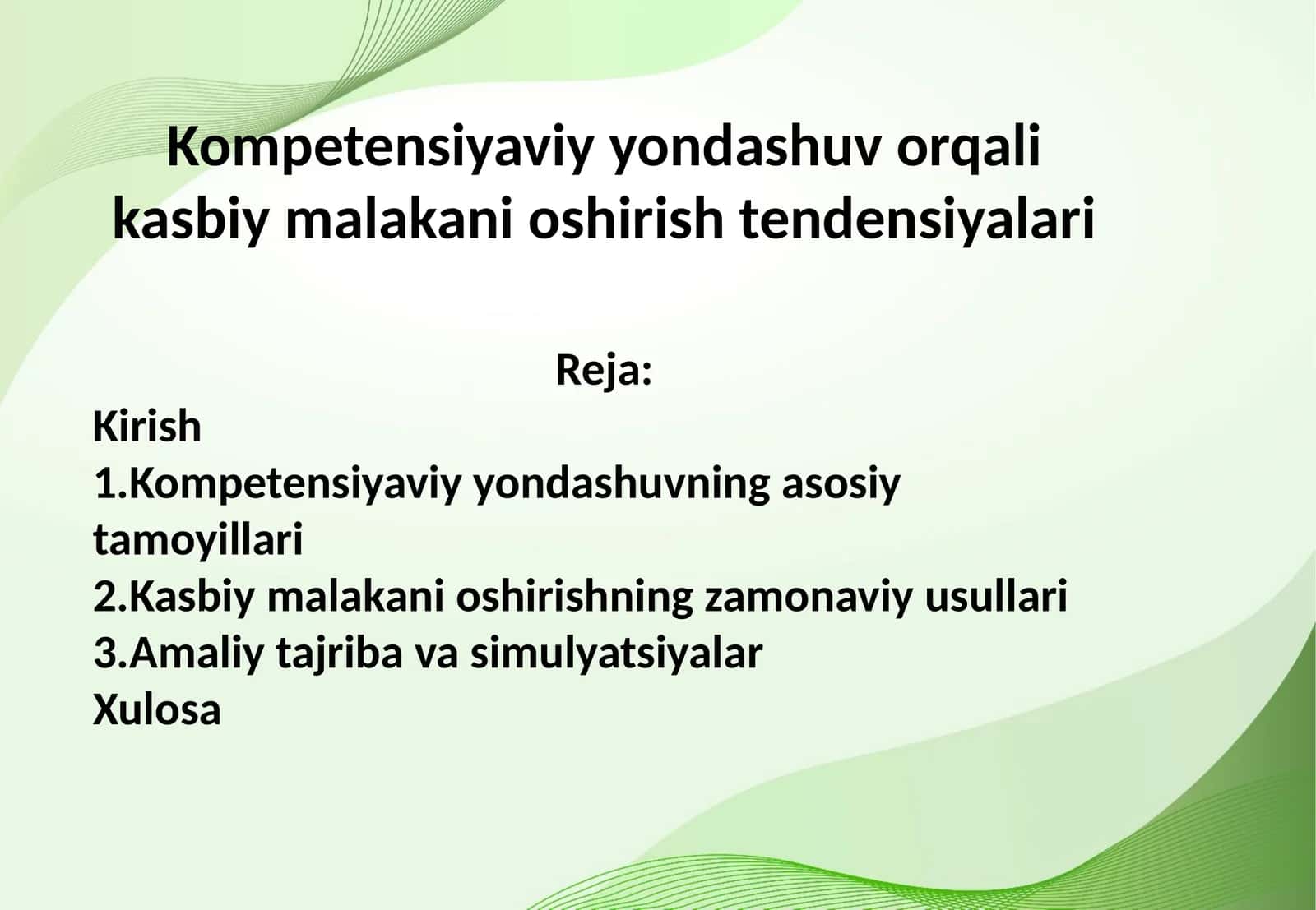 Kompetensiyaviy yondashuv orqali kasbiy malakani oshirish tendensiyalari