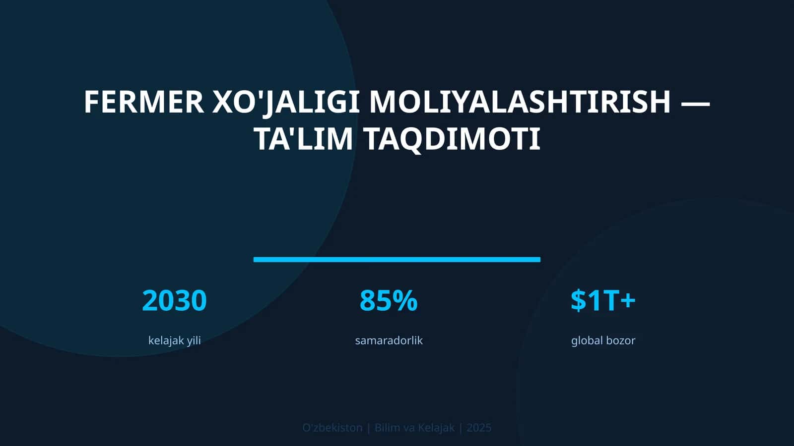 Fermer xo'jaligi moliyalashtirish — ta'lim taqdimoti