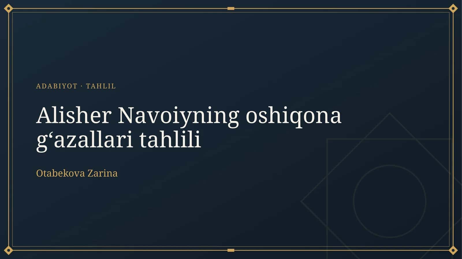 Alisher Navoiyning "Qaro koʻzum.." gʻazali tahlili