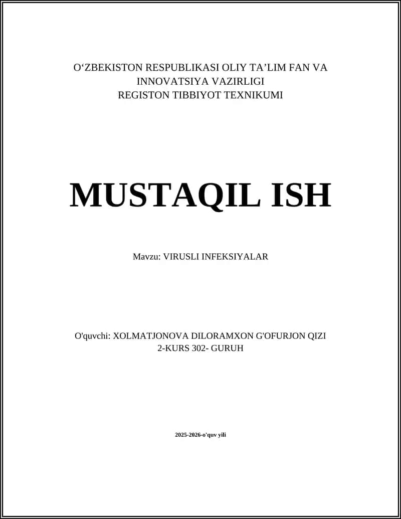 VIRUSLI INFEKSIYALAR