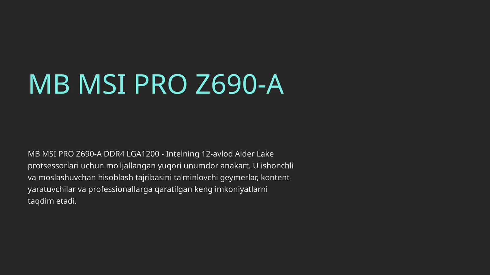 MB MSI PRO Z690-A