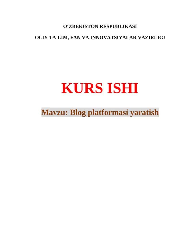 Blog platformasi yaratish