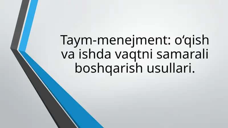 Vaqtni boshqarish