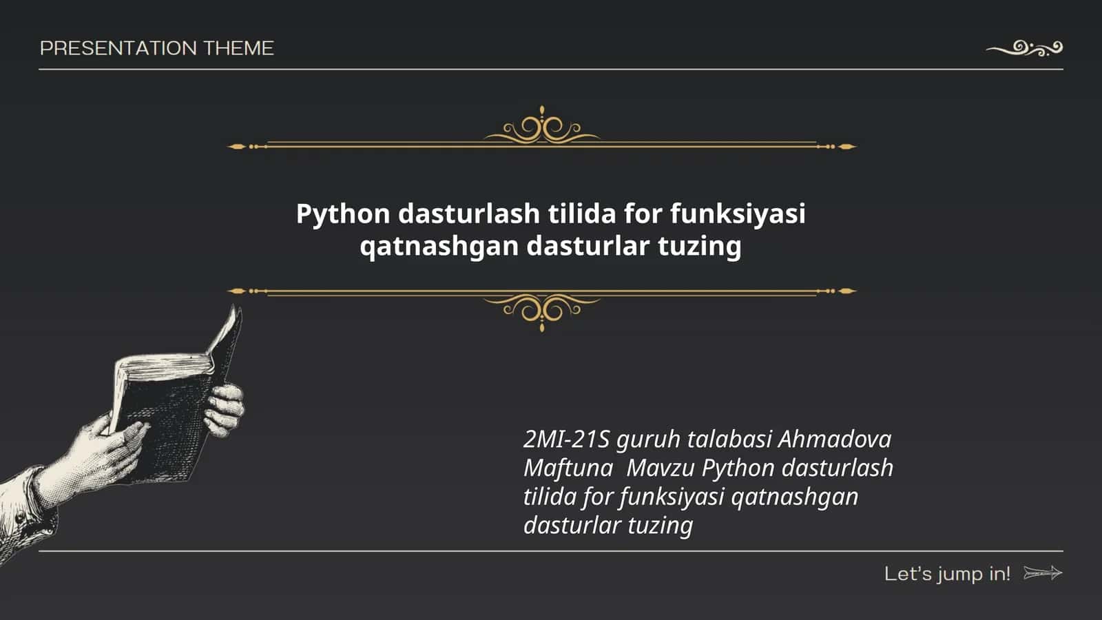 Python dasturlash tilida for funksiyasi qatnashgan dasturlar tuzing