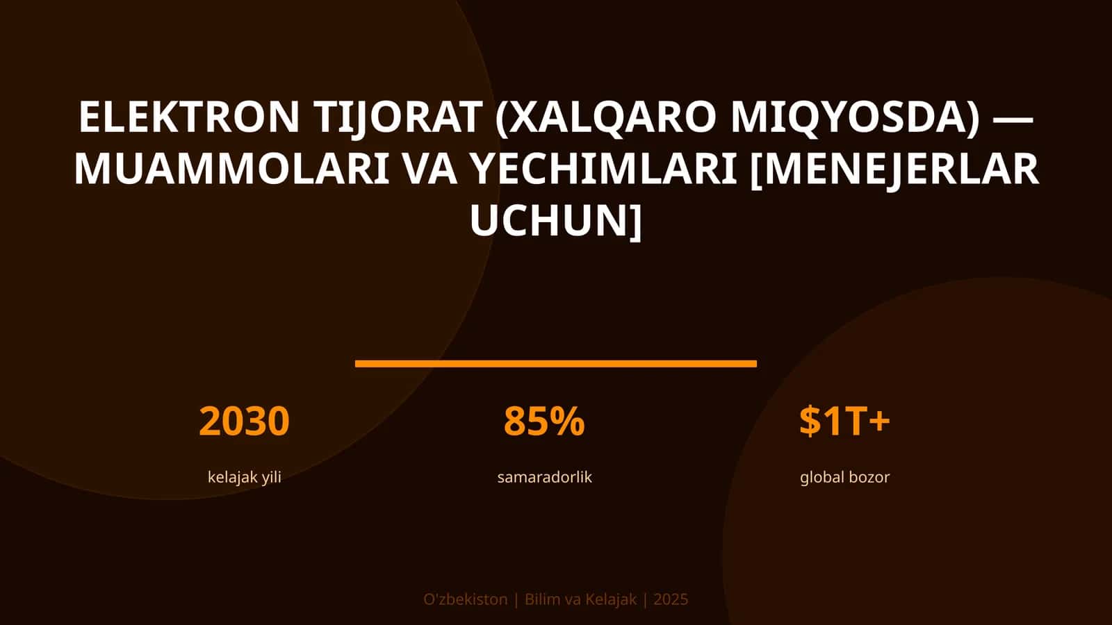 Elektron tijorat (xalqaro miqyosda) — muammolari va yechimlari [menejerlar uchun]