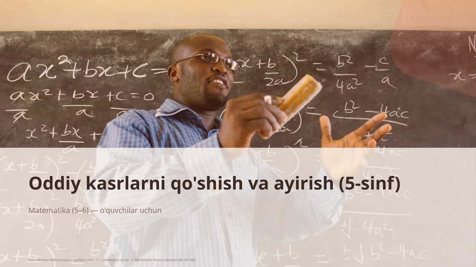 Oddiy kasrlarni qo'shish va ayirish (5-sinf)