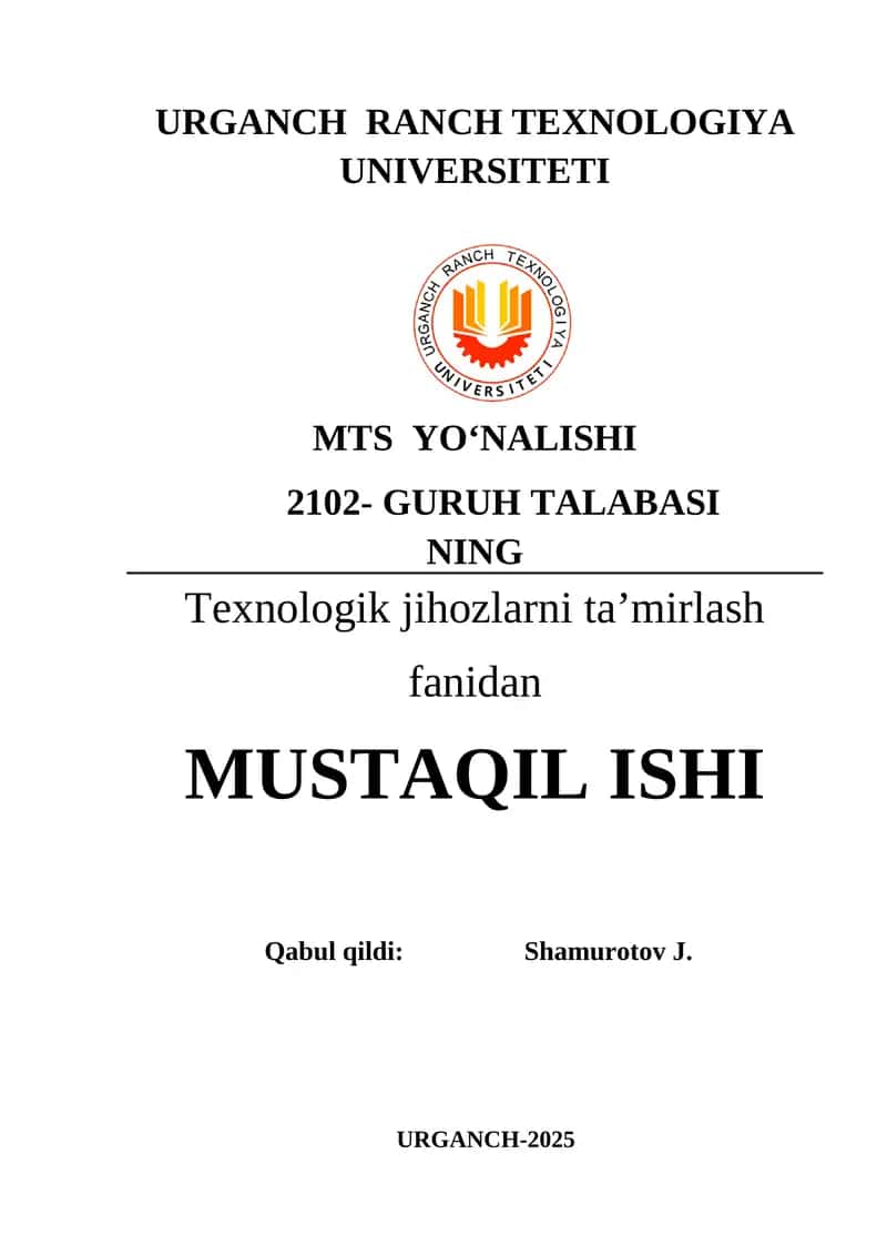 Sanoat jihozlarini ta’mirlash