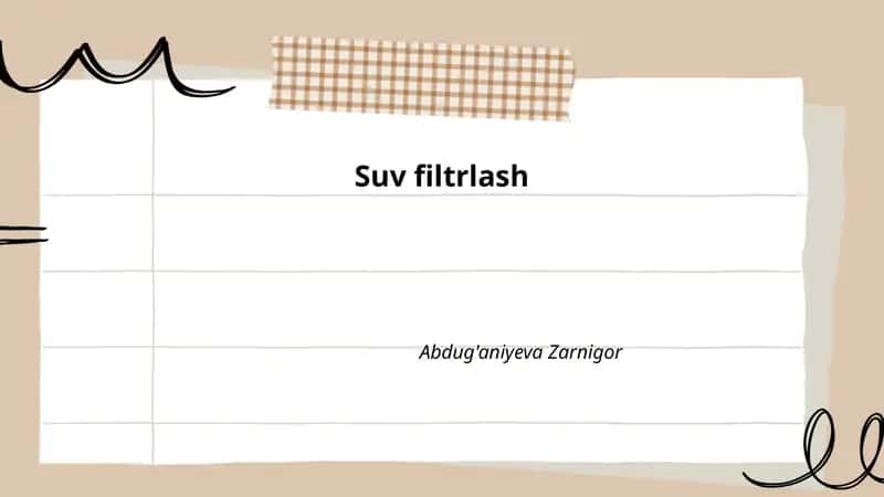 Suv filtrlash